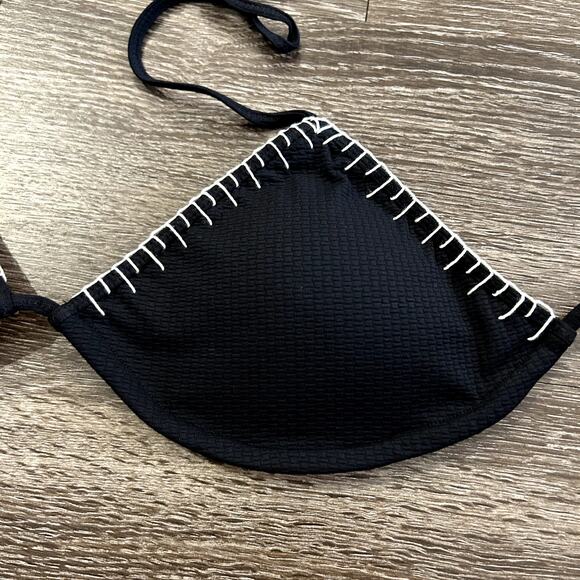 NWOT Marysia Sole Triangle Bikini Top Size Large Black Stitch Detail B/C Cup 1 - Picture 4 of 13